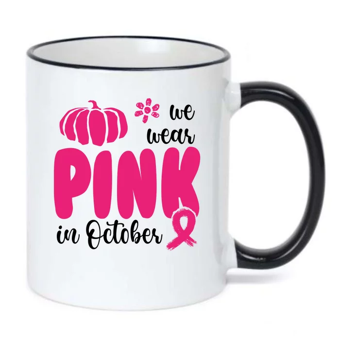 We Wear Pink In October Pumpkin Ribbon Black Color Changing Mug