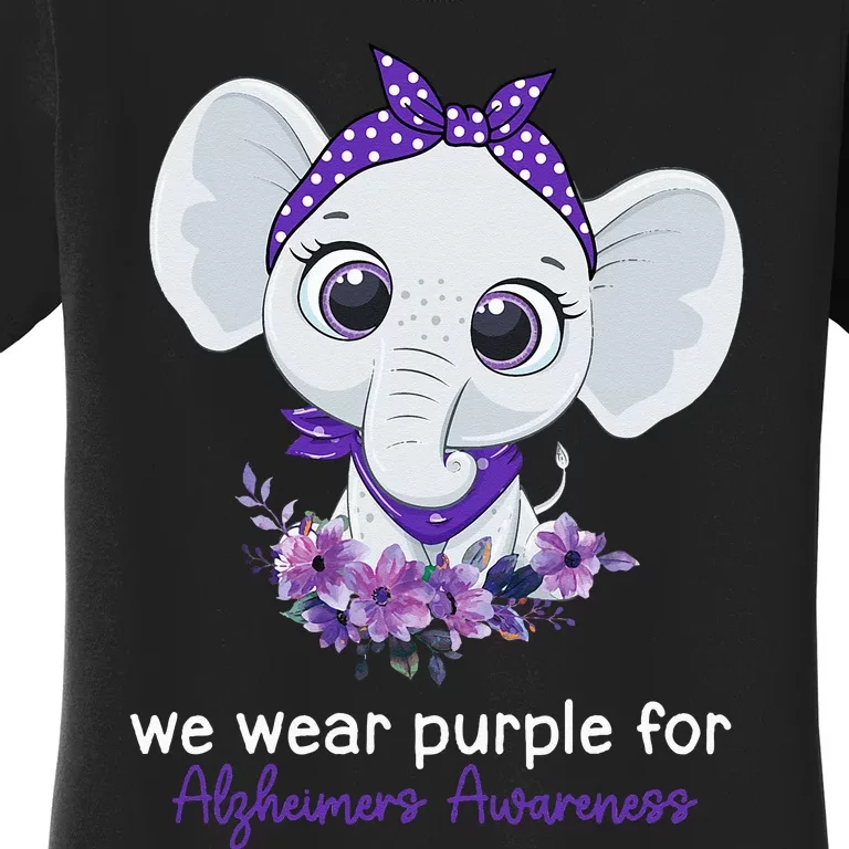 We Wear Purple For Alzheimers Awareness Elephant Flower Women's T-Shirt