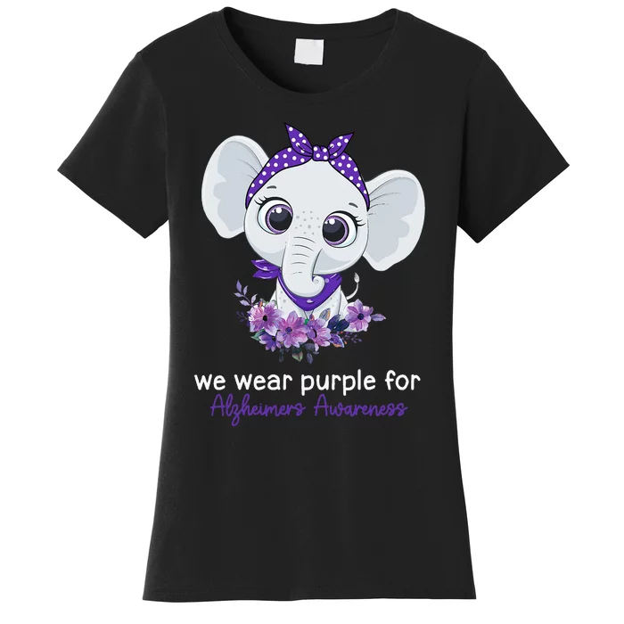 We Wear Purple For Alzheimers Awareness Elephant Flower Women's T-Shirt