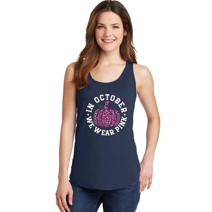 We Wear Pink In October Breast Cancer Awareness Pumpkin Leopard Gift Ladies Essential Tank