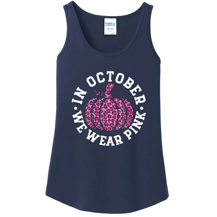 We Wear Pink In October Breast Cancer Awareness Pumpkin Leopard Gift Ladies Essential Tank