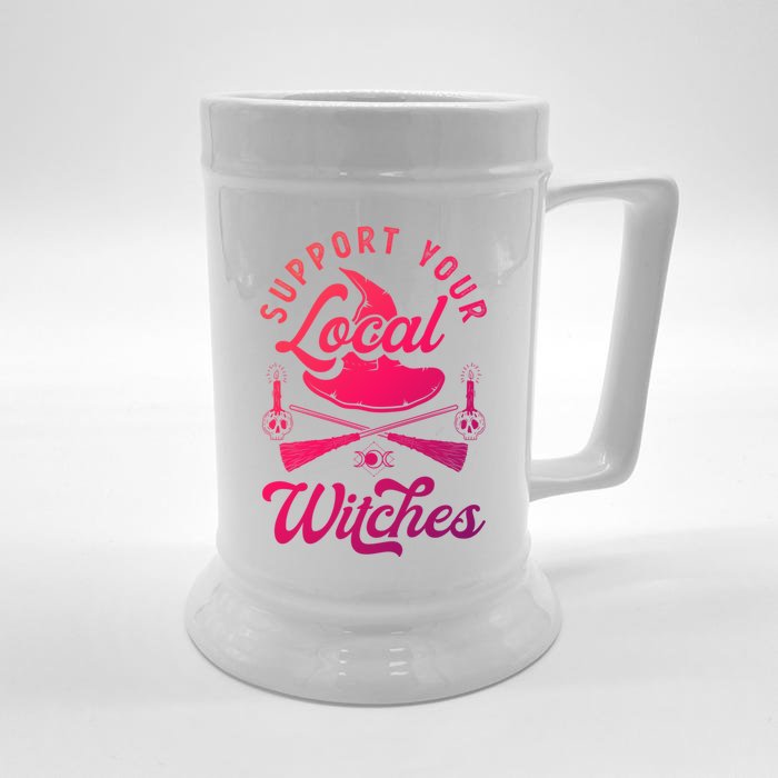 Witchcraft Wicca Pagan Support Your Local Witches Gift Front & Back Beer Stein