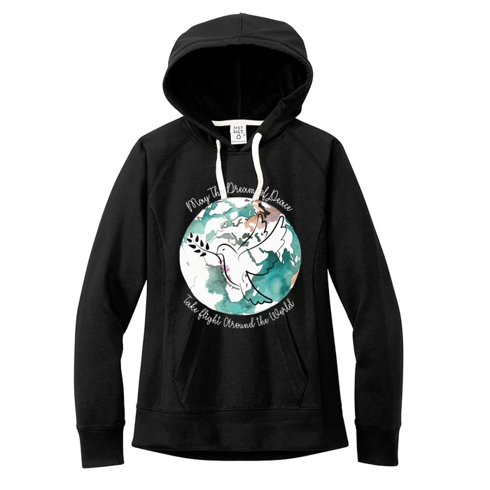 Women World Peace Peace And Love Global Harmony Nonviolence Vneck Women's Fleece Hoodie