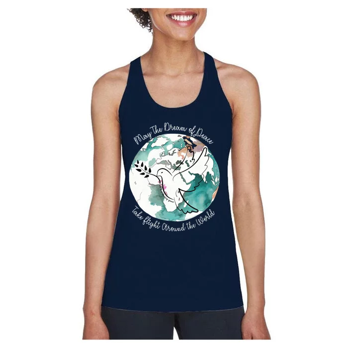 Women World Peace Peace And Love Global Harmony Nonviolence Vneck Women's Racerback Tank