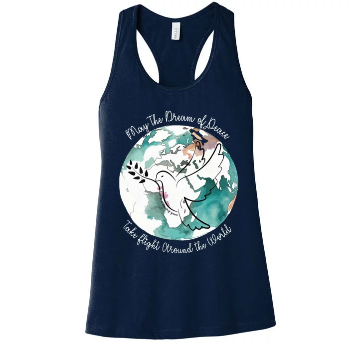 Women World Peace Peace And Love Global Harmony Nonviolence Vneck Women's Racerback Tank