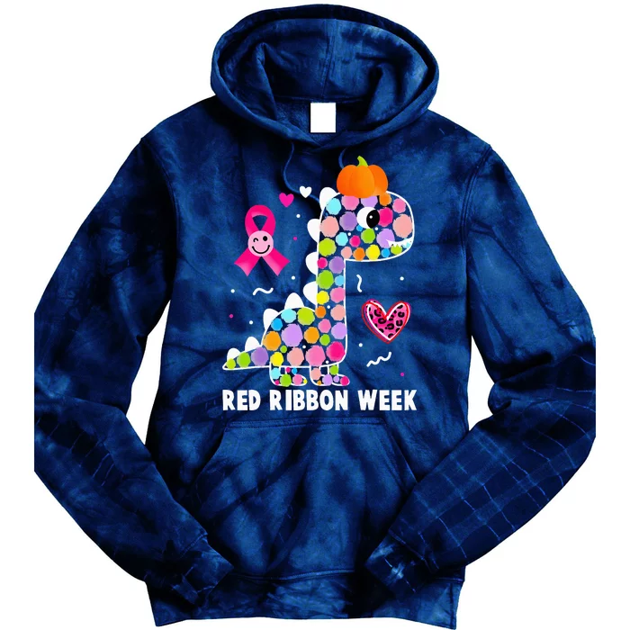 We Wear Red Ribbon Week Awareness Red Ribbon Week Tie Dye Hoodie