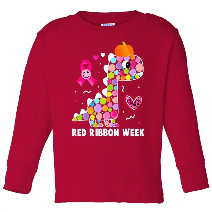 We Wear Red Ribbon Week Awareness Red Ribbon Week Toddler Long Sleeve Shirt