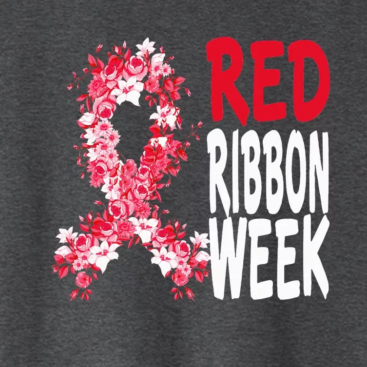 We Wear Red For Red Ribbon Week Awareness Women's Crop Top Tee