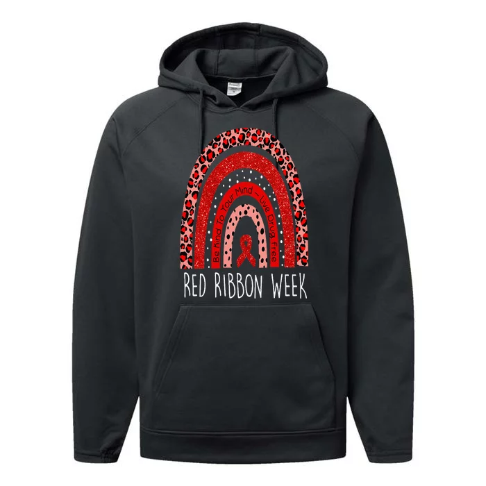 We Wear Red For Red Ribbon Week America Drug Free Performance Fleece Hoodie