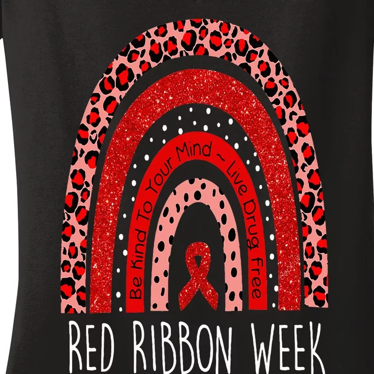 We Wear Red For Red Ribbon Week America Drug Free Women's V-Neck T-Shirt