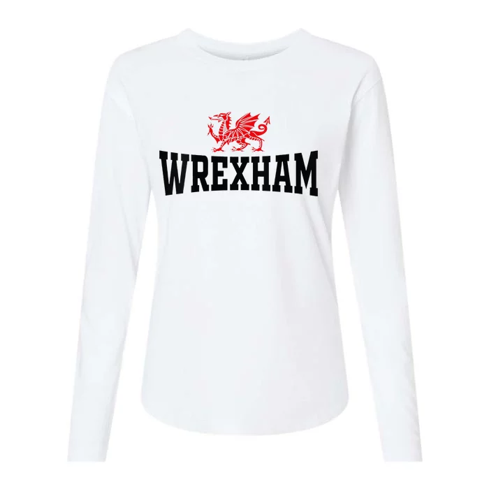 Wrexham Wales Red Dragon Wrecsam Womens Cotton Relaxed Long Sleeve T-Shirt