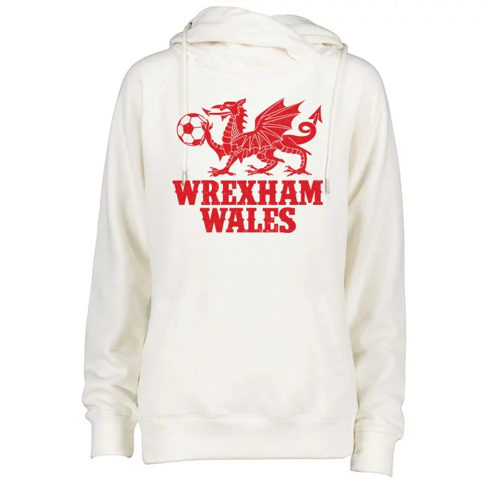 Wrexham Wales Red Dragons Soccer Futbol Womens Funnel Neck Pullover Hood