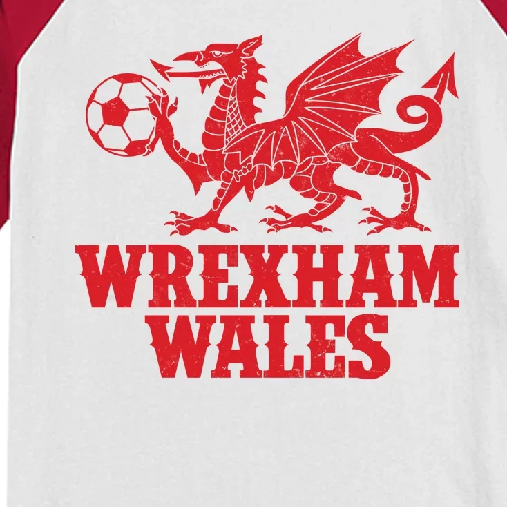 Wrexham Wales Red Dragons Soccer Futbol Kids Colorblock Raglan Jersey