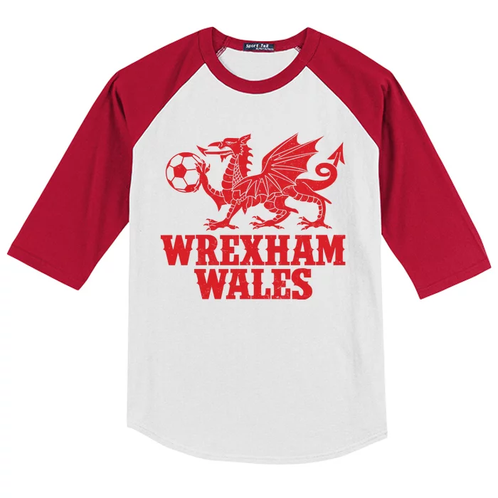 Wrexham Wales Red Dragons Soccer Futbol Kids Colorblock Raglan Jersey