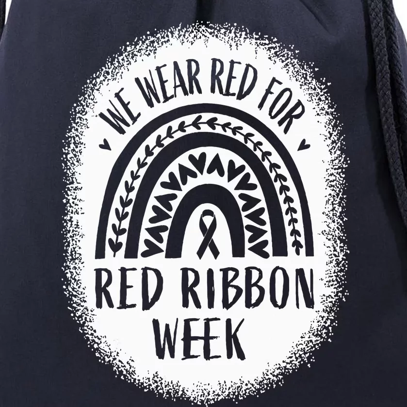 We Wear Red For Red Ribbon Week Awareness Drawstring Bag