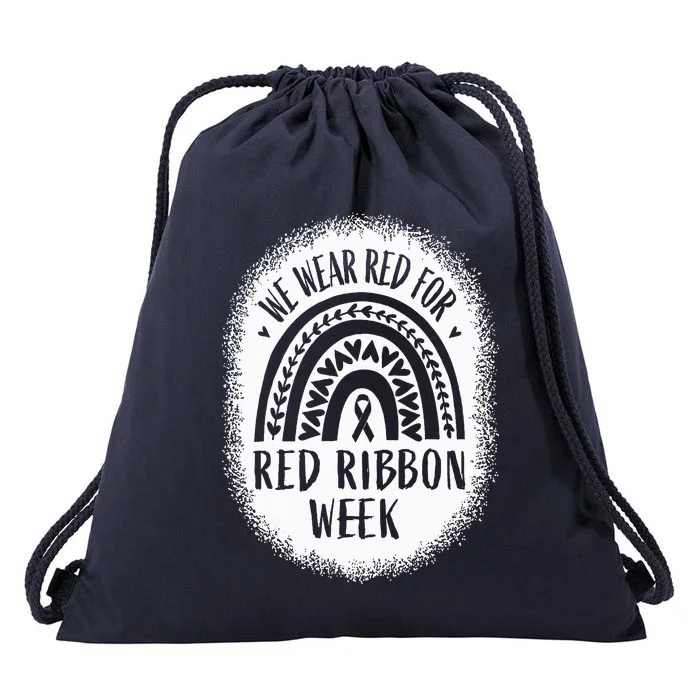 We Wear Red For Red Ribbon Week Awareness Drawstring Bag