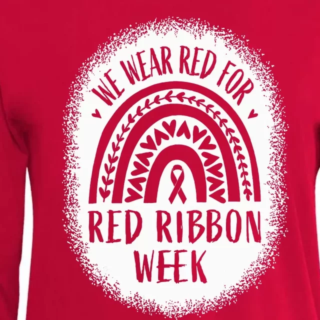 We Wear Red For Red Ribbon Week Awareness Womens Cotton Relaxed Long Sleeve T-Shirt