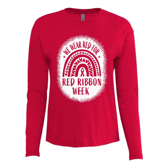 We Wear Red For Red Ribbon Week Awareness Womens Cotton Relaxed Long Sleeve T-Shirt