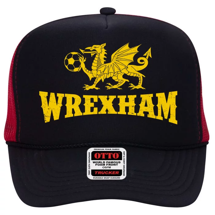 Wrexham Wales Red Dragons Soccer Futbol High Crown Mesh Trucker Hat