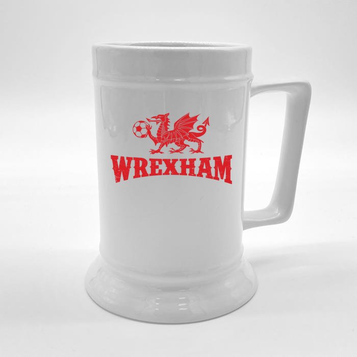 Wrexham Wales Red Dragons Soccer Futbol Front & Back Beer Stein