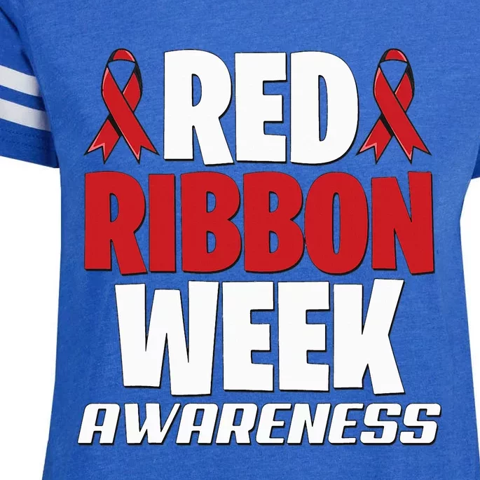 We Wear Red For Red Ribbon Week Awareness Mothers Teachers Enza Ladies Jersey Football T-Shirt