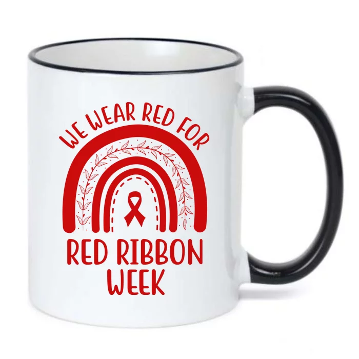 We Wear Red For Red Ribbon Week Rainbow Black Color Changing Mug