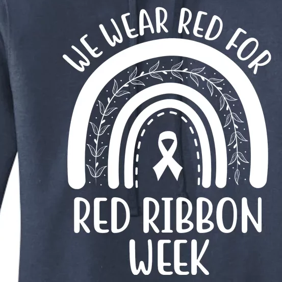 We Wear Red For Red Ribbon Week Rainbow Women's Pullover Hoodie