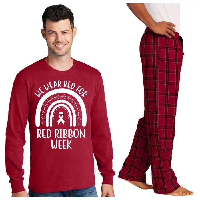 We Wear Red For Red Ribbon Week Rainbow Long Sleeve Pajama Set