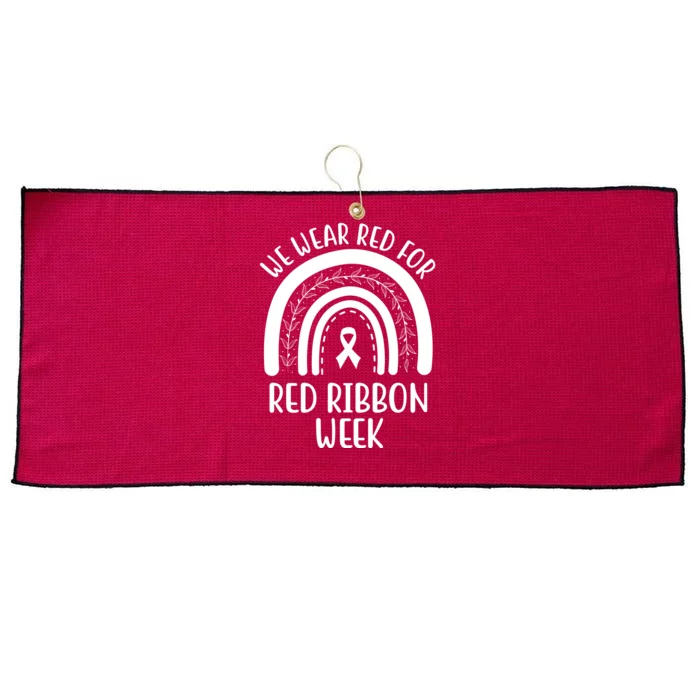 We Wear Red For Red Ribbon Week Rainbow Large Microfiber Waffle Golf Towel