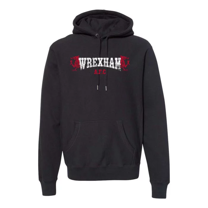 Wrexham Wales Red Dragon Retro Vintage Premium Hoodie