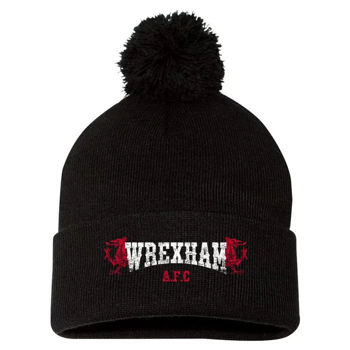 Wrexham Wales Red Dragon Retro Vintage Pom Pom 12in Knit Beanie