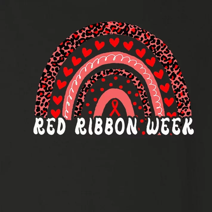 We Wear Red For Red Ribbon Week Awareness Leoopard Rainbow Toddler Long Sleeve Shirt