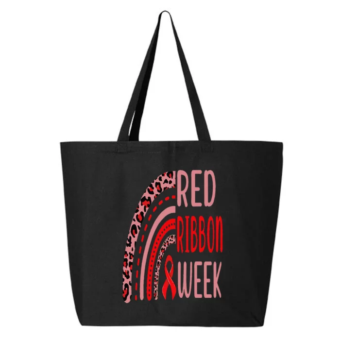 We Wear Red For Red Ribbon Week Awareness rainbow Leopard 25L Jumbo Tote