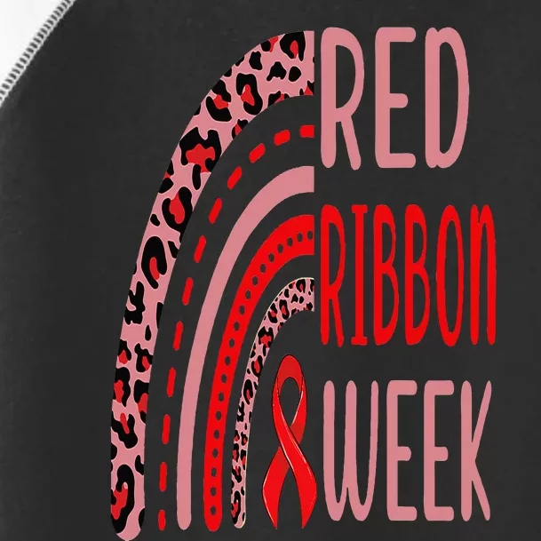 We Wear Red For Red Ribbon Week Awareness rainbow Leopard Toddler Fine Jersey T-Shirt