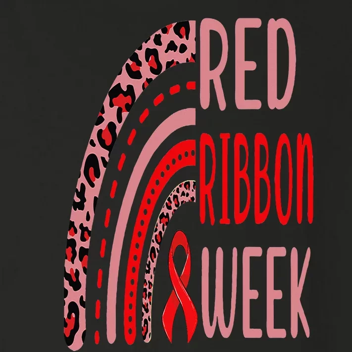 We Wear Red For Red Ribbon Week Awareness rainbow Leopard Toddler Long Sleeve Shirt