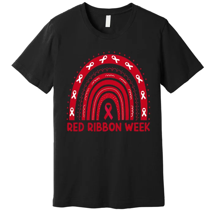 We Wear Red For Red Ribbon Week Awareness Red Rainbow Premium T-Shirt