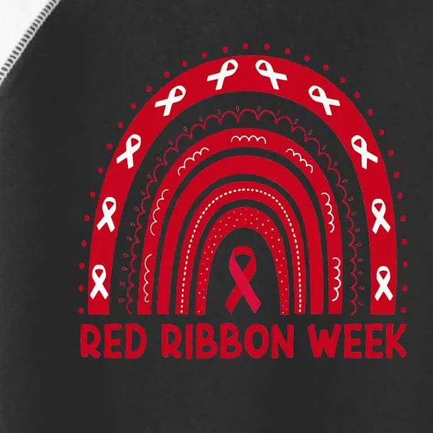 We Wear Red For Red Ribbon Week Awareness Red Rainbow Toddler Fine Jersey T-Shirt