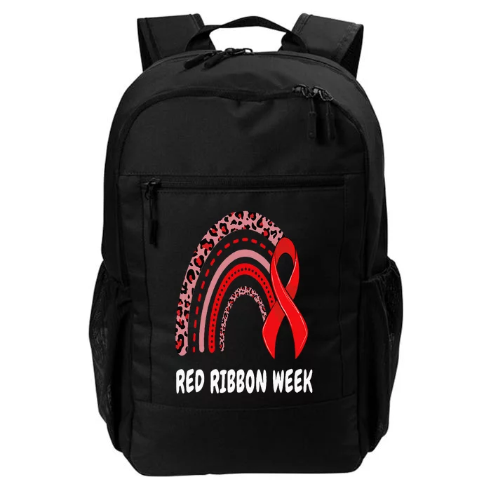 We Wear Red For Red Ribbon Week Awareness rainbow Leopard Daily Commute Backpack