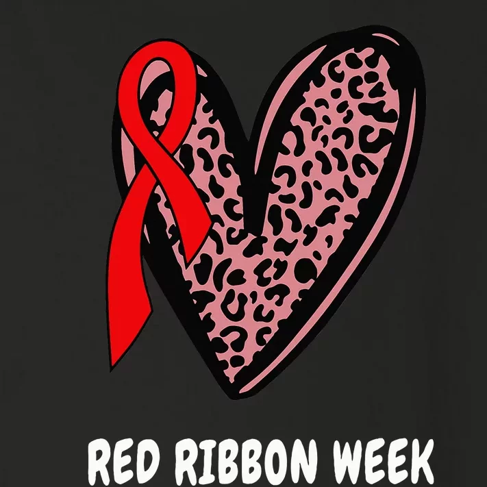 We Wear Red For Red Ribbon Week Awareness Leopard heart Toddler Long Sleeve Shirt