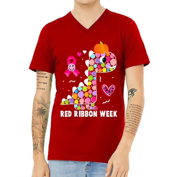 We Wear Red Ribbon Week Awareness Red Ribbon Week V-Neck T-Shirt