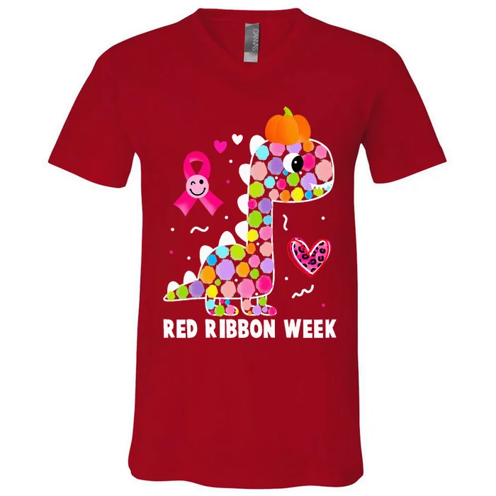 We Wear Red Ribbon Week Awareness Red Ribbon Week V-Neck T-Shirt