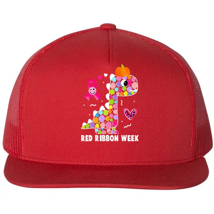 We Wear Red Ribbon Week Awareness Red Ribbon Week Flat Bill Trucker Hat