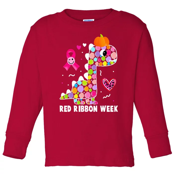 We Wear Red Ribbon Week Awareness Red Ribbon Week Toddler Long Sleeve Shirt