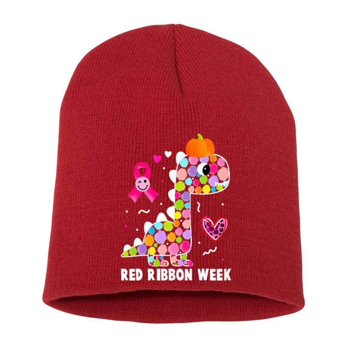 We Wear Red Ribbon Week Awareness Red Ribbon Week Short Acrylic Beanie