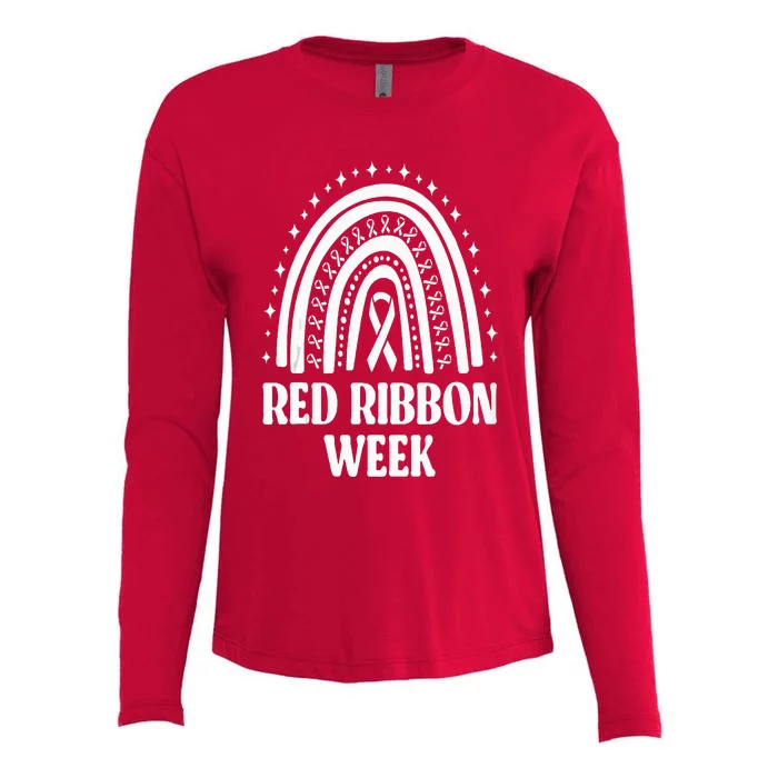 We Wear Red Ribbon Week Drug free red ribbon week Womens Cotton Relaxed Long Sleeve T-Shirt