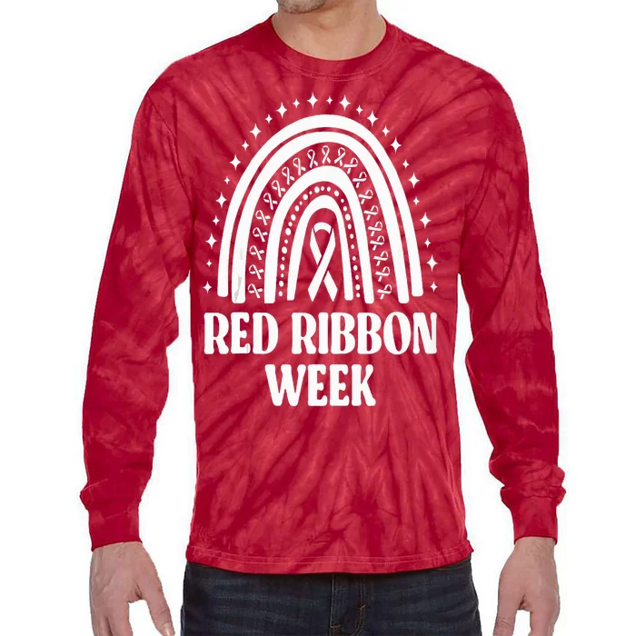 We Wear Red Ribbon Week Drug free red ribbon week Tie-Dye Long Sleeve Shirt