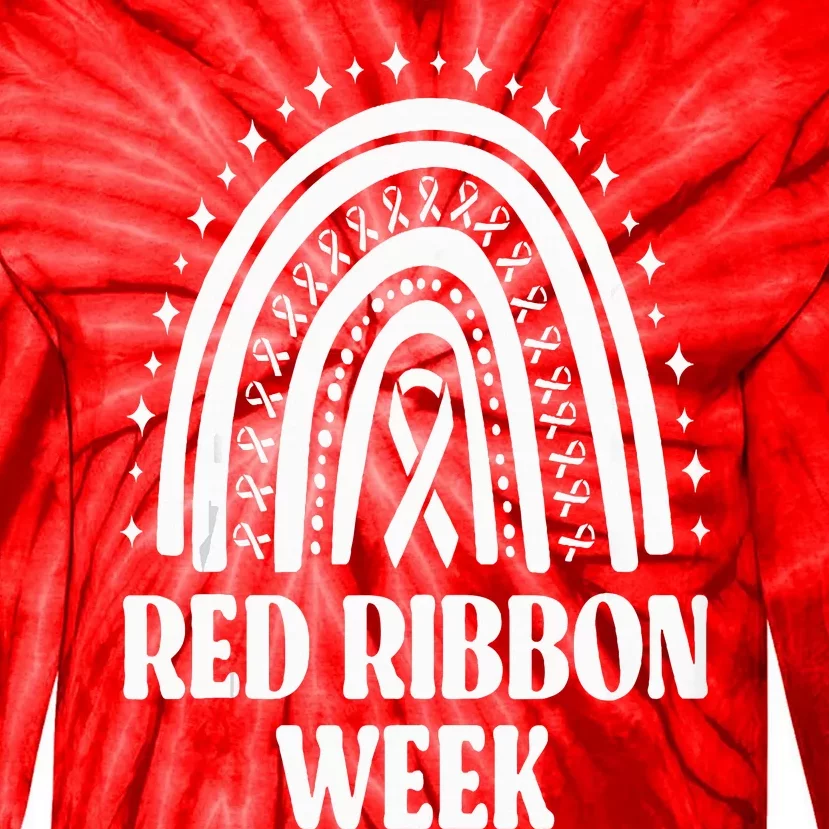 We Wear Red Ribbon Week Drug free red ribbon week Tie-Dye Long Sleeve Shirt