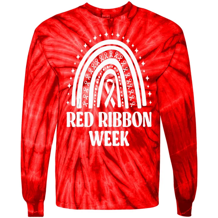 We Wear Red Ribbon Week Drug free red ribbon week Tie-Dye Long Sleeve Shirt