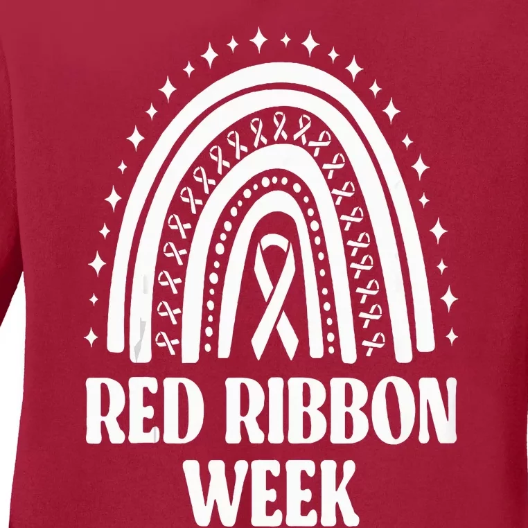 We Wear Red Ribbon Week Drug free red ribbon week Ladies Long Sleeve Shirt