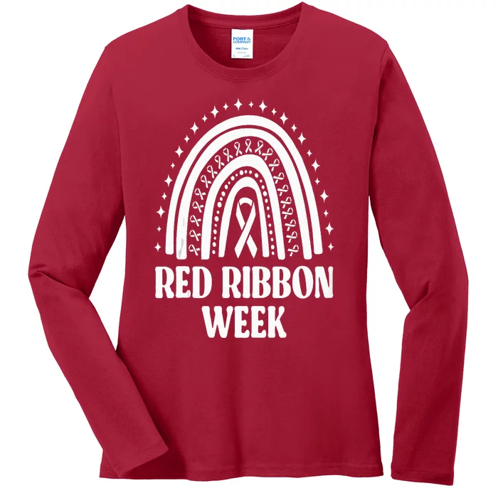 We Wear Red Ribbon Week Drug free red ribbon week Ladies Long Sleeve Shirt